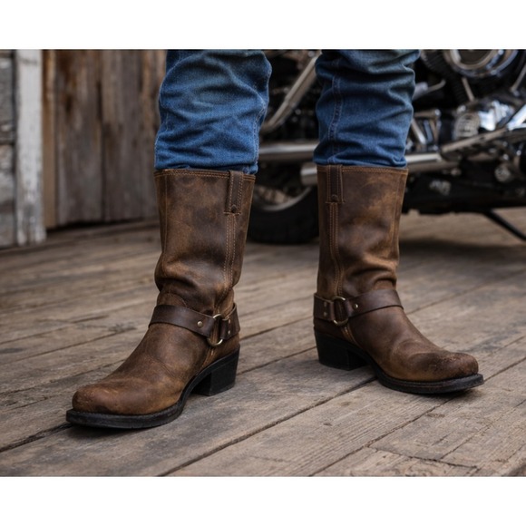 Frye Other - Frye Harness Boots Brown Leather Square Toe USA Made Men's 7.5 M Biker Moto